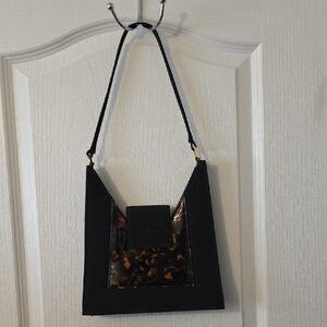 VINTAGE BLACK AND TORTOISESHELL SHOULDER BAG